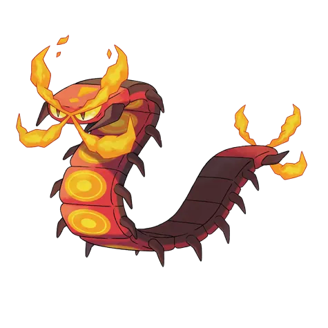 Centiskorch - Fire/Bug type Pokémon #851, official artwork